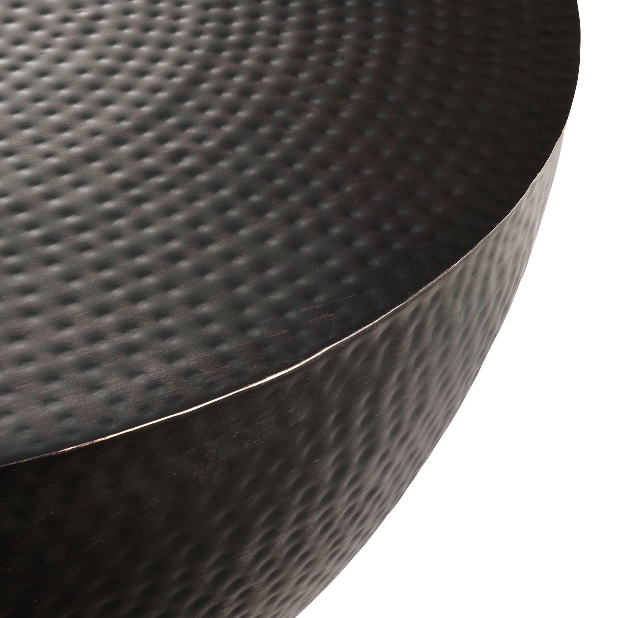32 Inch Metal Hammered Coffee Table in Black