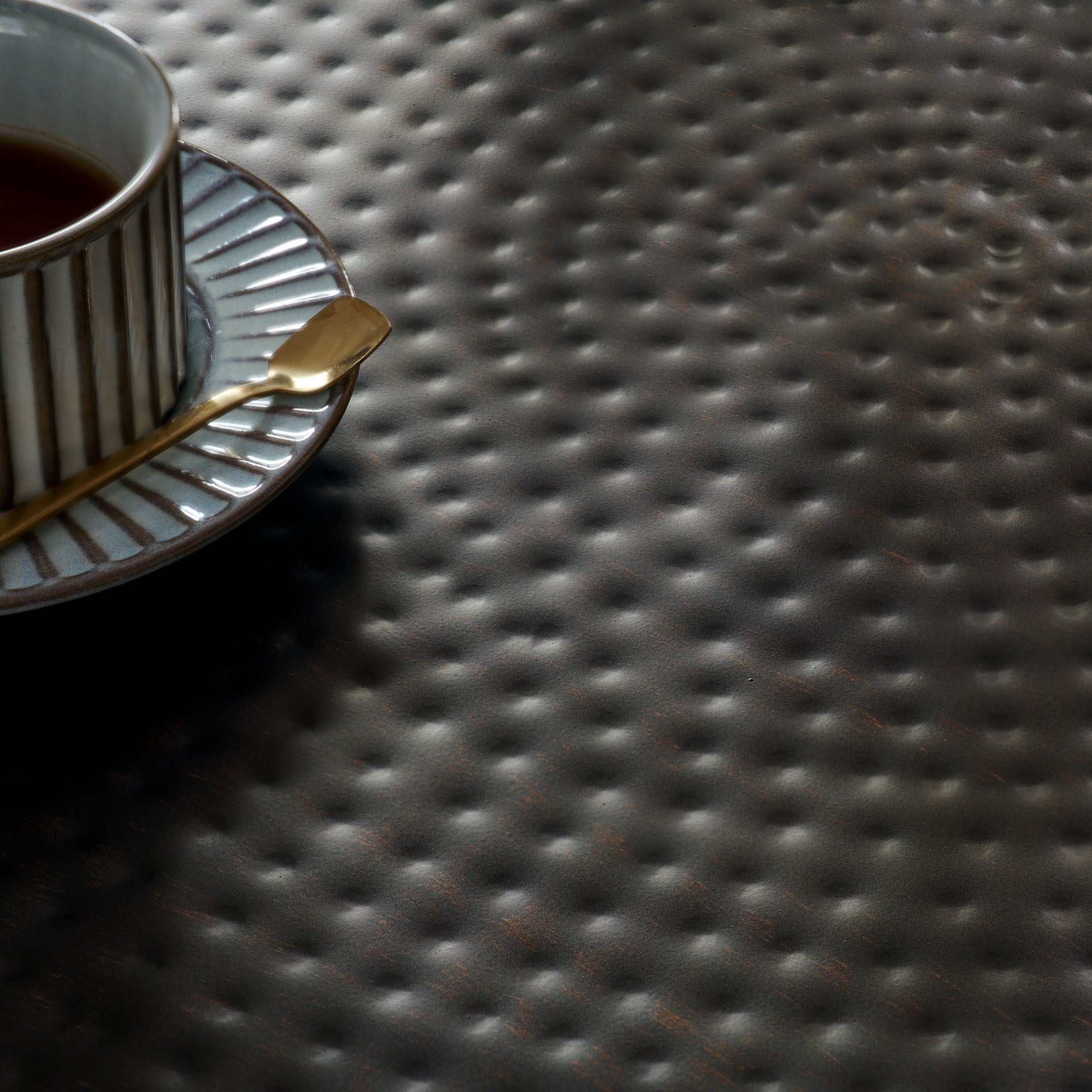32 Inch Metal Hammered Coffee Table in Black
