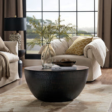Load image into Gallery viewer, 32 Inch Metal Hammered Coffee Table in Black