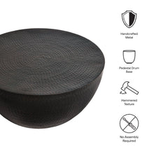 Load image into Gallery viewer, 32 Inch Metal Hammered Coffee Table in Black
