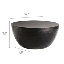 Load image into Gallery viewer, 32 Inch Metal Hammered Coffee Table in Black