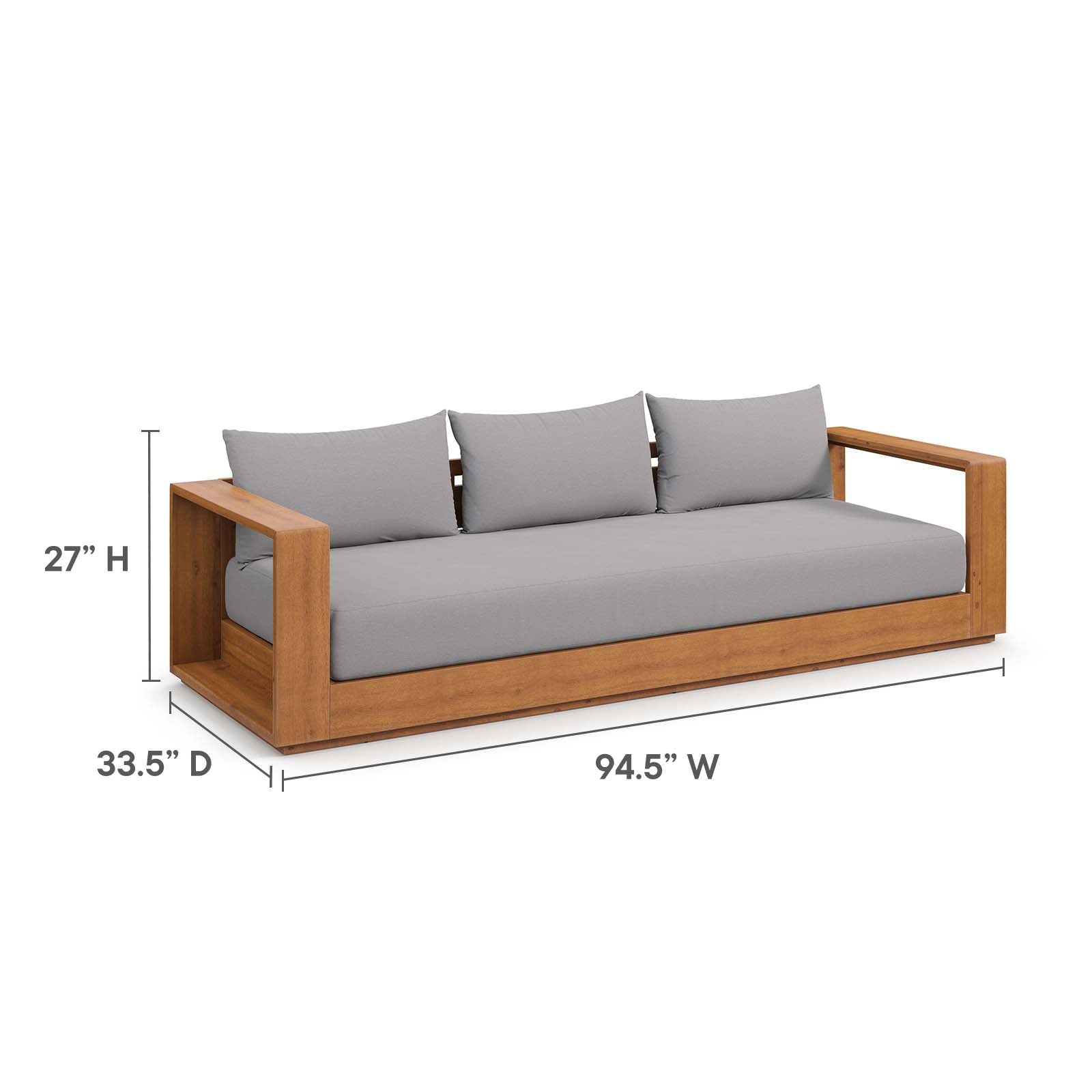 94" Brentwood Outdoor Patio Acacia Wood Sofa