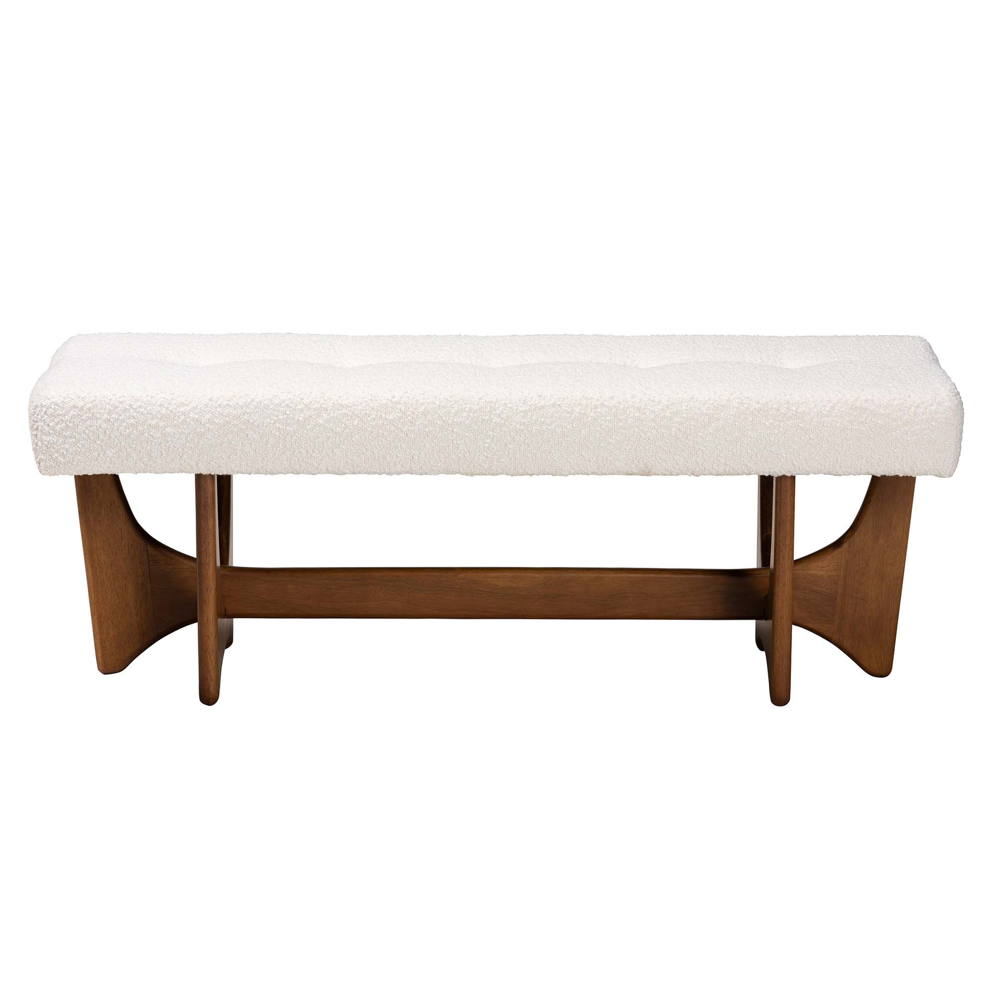 Alma Tufted Boucle and Walnut Bench