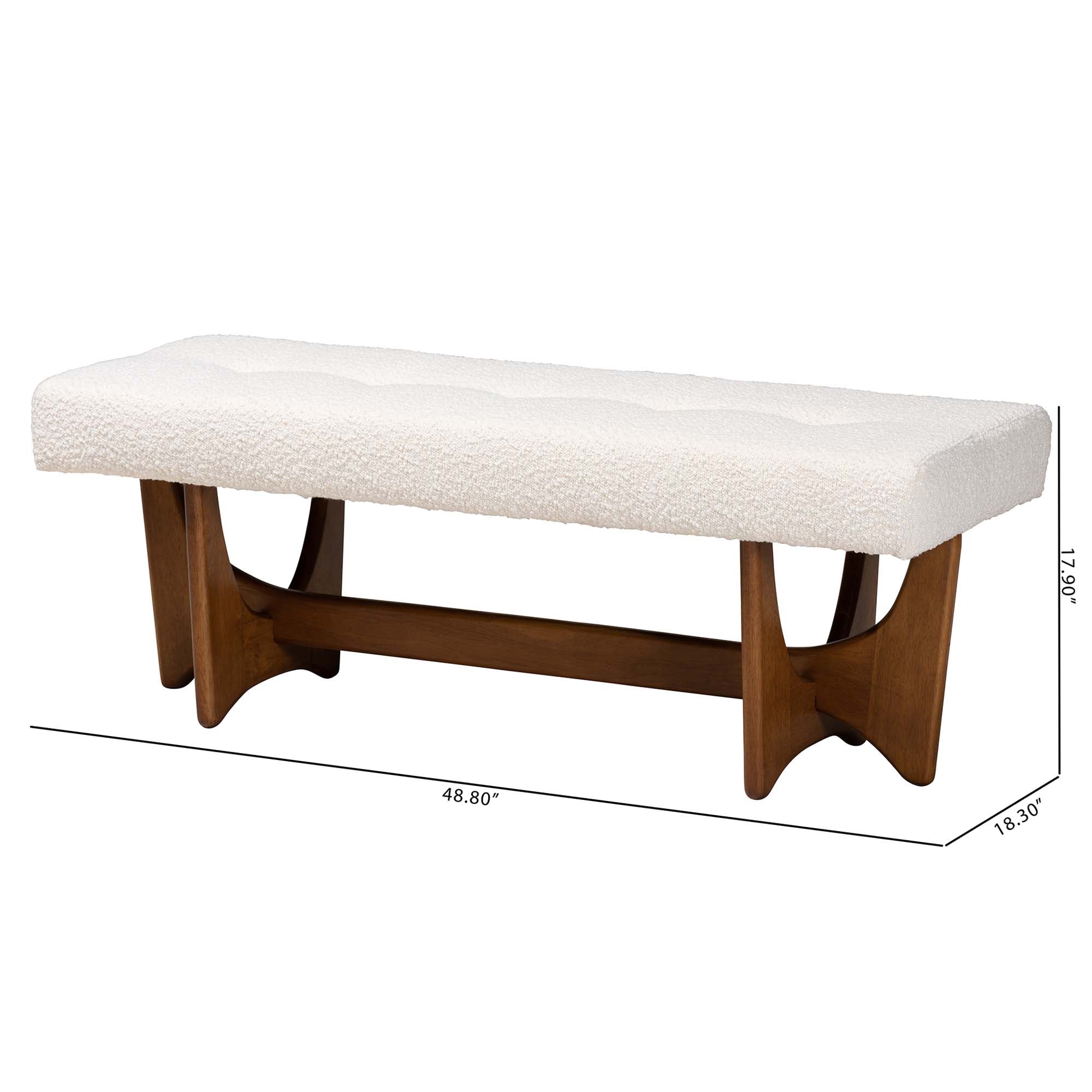 Alma Tufted Boucle and Walnut Bench