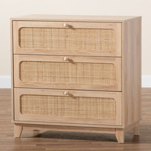 Load image into Gallery viewer, Leanne 3 Drawer 30&quot; W Solid Wood and Rattan Dresser Cabinet