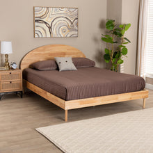Load image into Gallery viewer, Mikkel Japandi Natural Brown Wood Bed Queen Size
