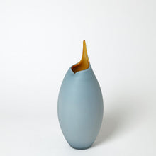 Load image into Gallery viewer, Frosted Blue Vase w/Amber Casing