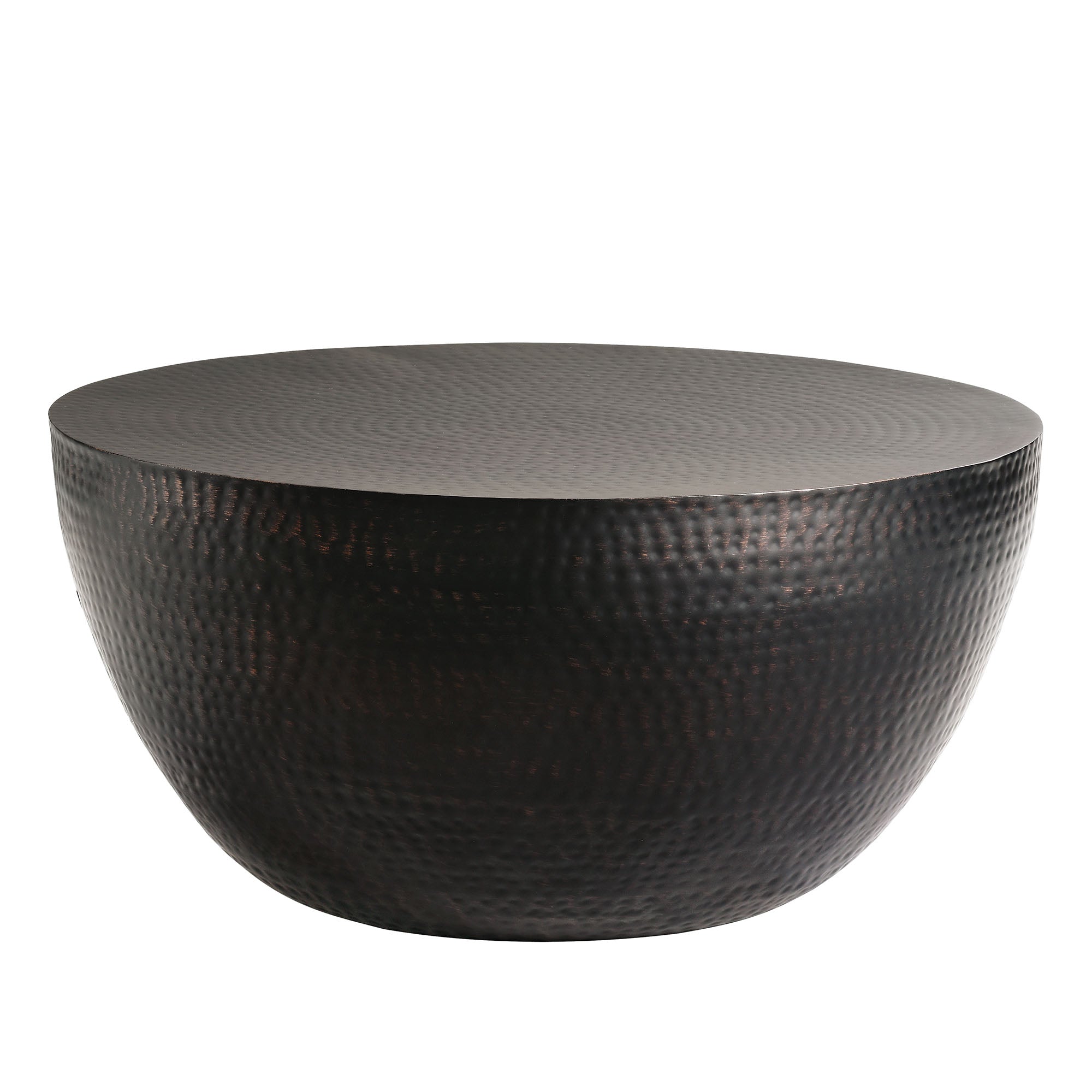 32 Inch Metal Hammered Coffee Table in Black