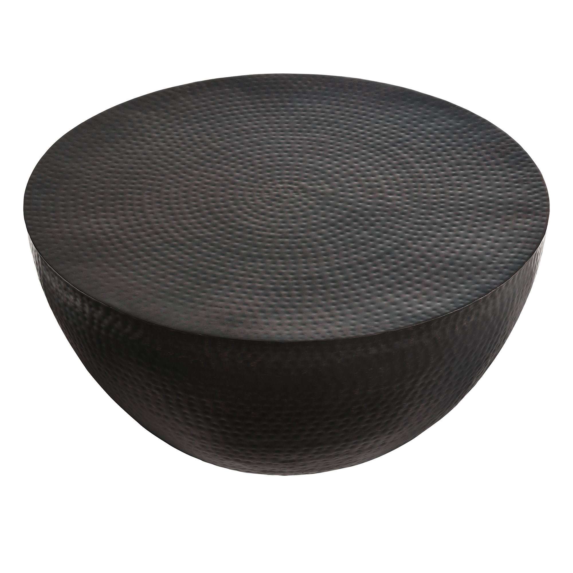 32 Inch Metal Hammered Coffee Table in Black