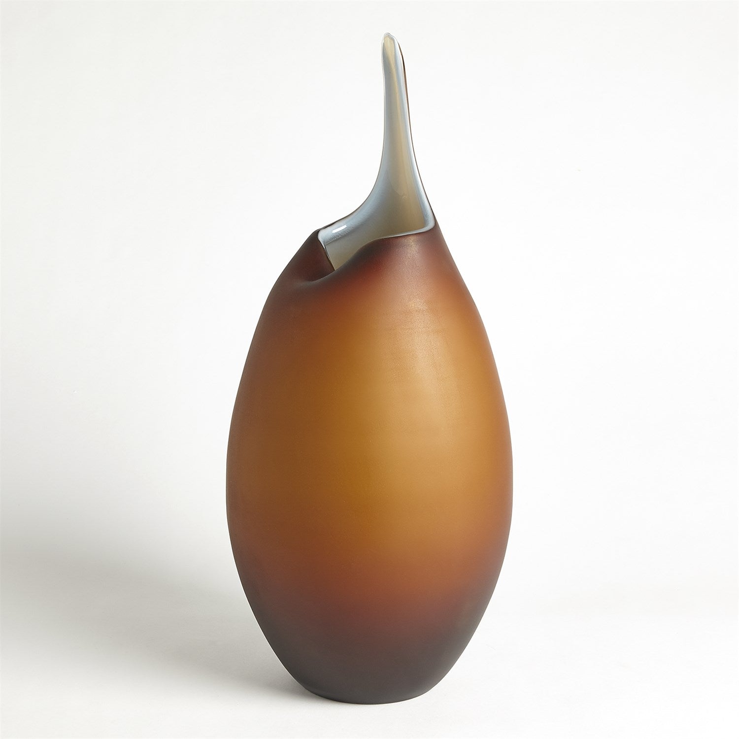 Frosted Amber Vase w/Blue Casing