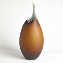 Load image into Gallery viewer, Frosted Amber Vase w/Blue Casing