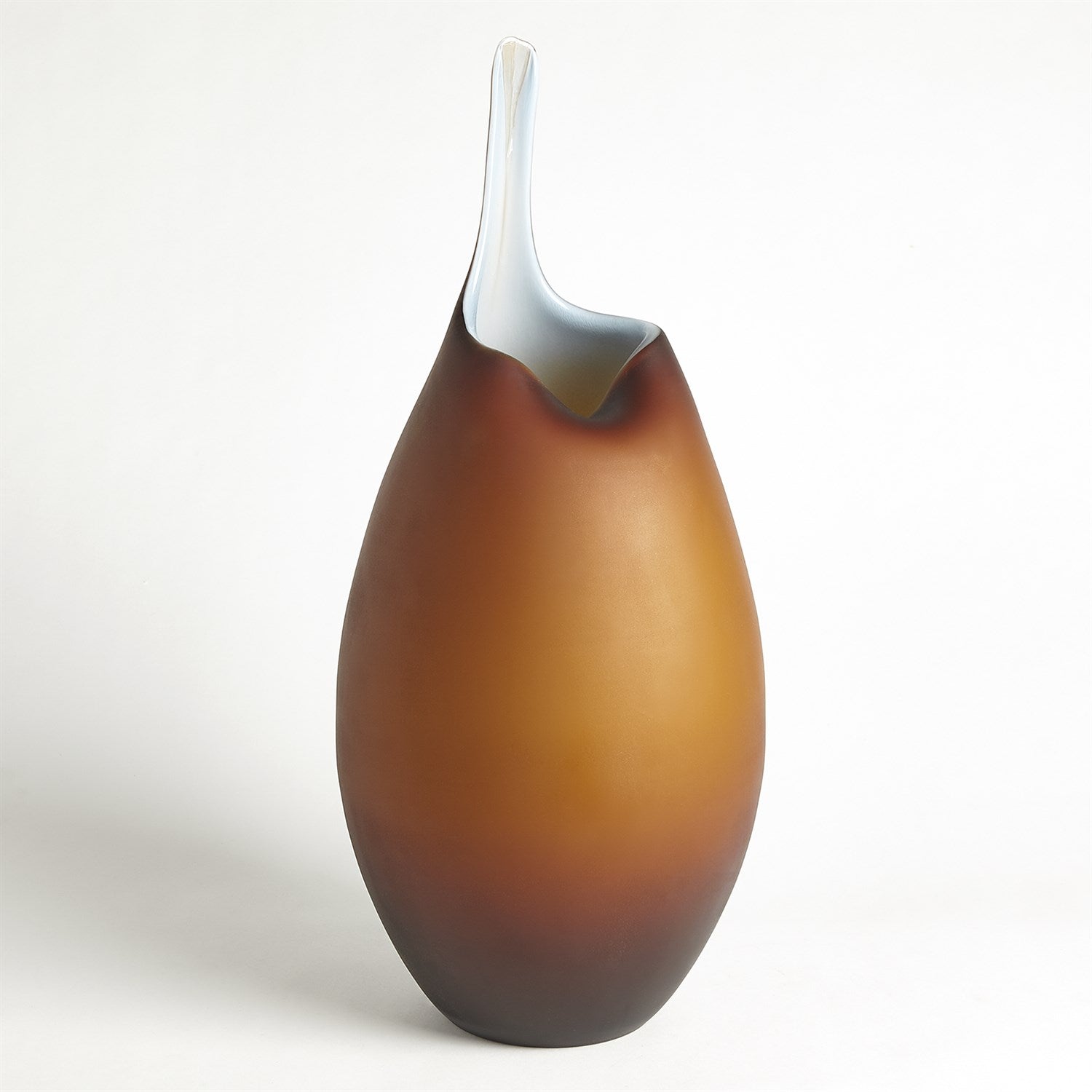 Frosted Amber Vase w/Blue Casing