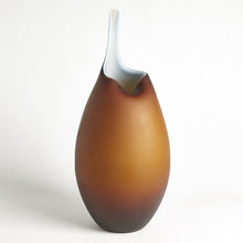 Load image into Gallery viewer, Frosted Amber Vase w/Blue Casing