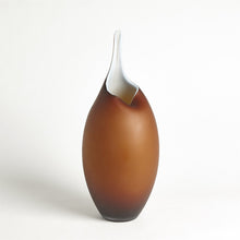 Load image into Gallery viewer, Frosted Amber Vase w/Blue Casing