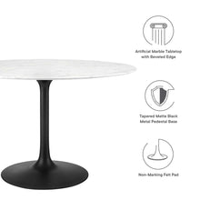Load image into Gallery viewer, 48&quot; Faux Marble Top Black Base Tulip Table