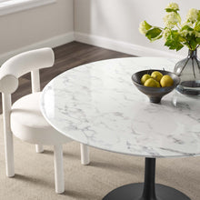 Load image into Gallery viewer, 48_Faux_Marble_Top_Black_Base_Tulip_Table