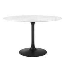 Load image into Gallery viewer, 48&quot; Faux Marble Top Black Base Tulip Table