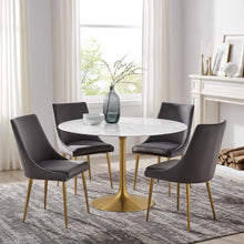 Load image into Gallery viewer, 48&quot; Faux Marble Top Gold Base Tulip Table
