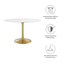 Load image into Gallery viewer, 48&quot; Faux Marble Top Gold Base Tulip Table