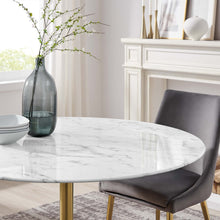 Load image into Gallery viewer, 48&quot; Faux Marble Top Gold Base Tulip Table