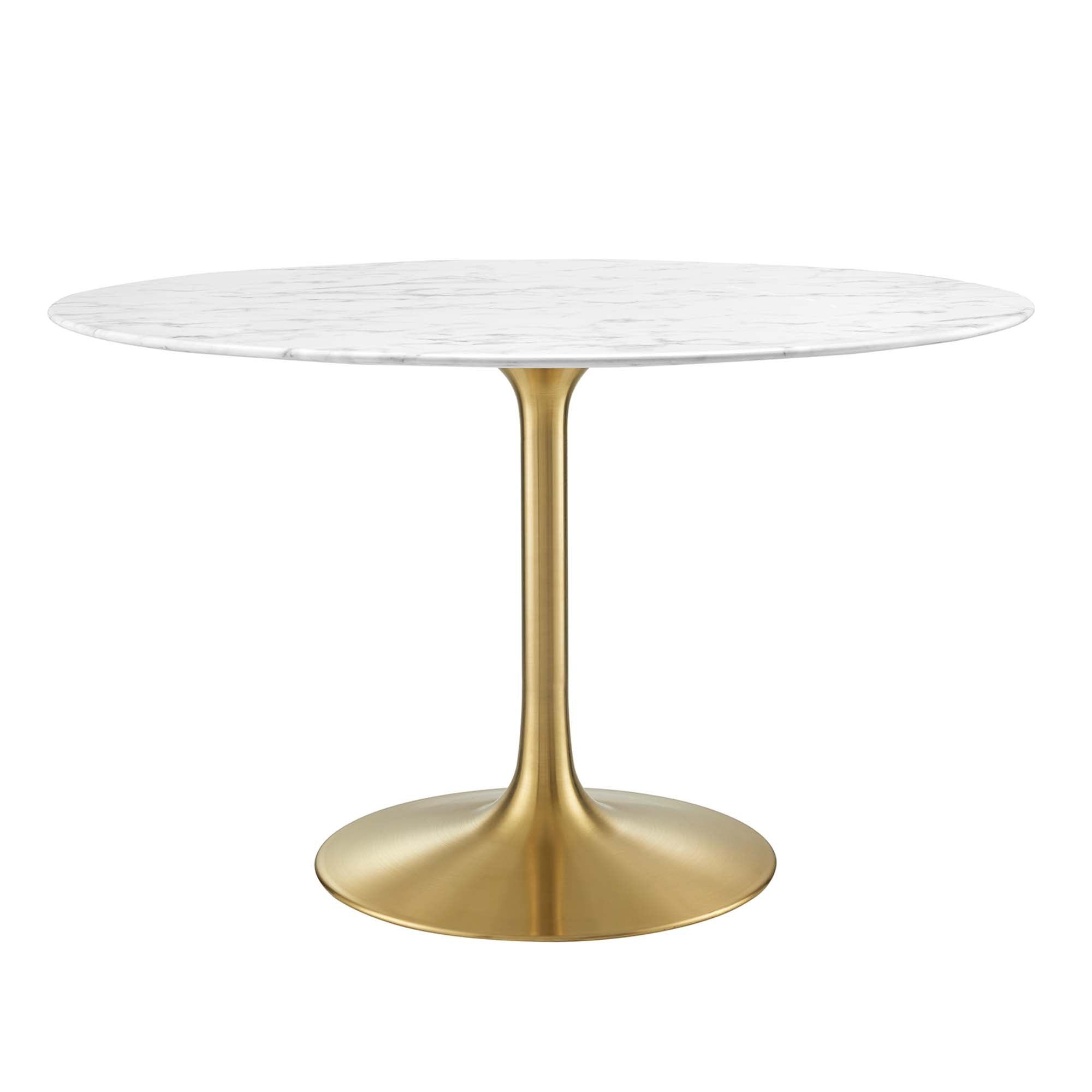 48" Faux Marble Top Gold Base Tulip Table