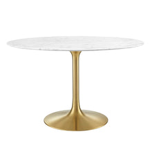 Load image into Gallery viewer, 48&quot; Faux Marble Top Gold Base Tulip Table