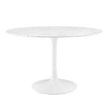 Load image into Gallery viewer, 48&quot; Faux Marble Top White Base Tulip Table
