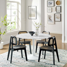 Load image into Gallery viewer, 48&quot; Faux Marble Top White Base Tulip Table