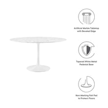 Load image into Gallery viewer, 48&quot; Faux Marble Top White Base Tulip Table