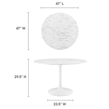 Load image into Gallery viewer, 48&quot; Faux Marble Top White Base Tulip Table