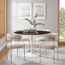 Load image into Gallery viewer, 48&quot; Tulip Round Dining Table Cherry Walnut Top White Base