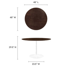 Load image into Gallery viewer, 48&quot; Tulip Round Dining Table Cherry Walnut Top with White Base