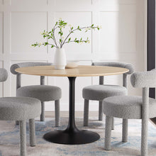 Load image into Gallery viewer, 48&quot; Tulip Round Dining Table Natural Top with Black Base