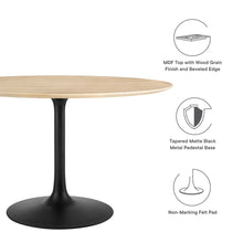 Load image into Gallery viewer, 48&quot; Tulip Round Dining Table Natural Top with Black Base