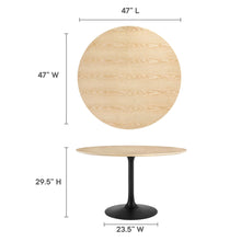 Load image into Gallery viewer, 48&quot; Tulip Round Dining Table Natural Top with Black Base