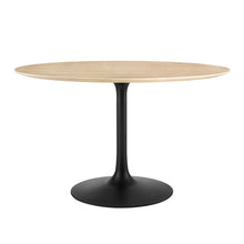 Load image into Gallery viewer, 48&quot; Tulip Round Dining Table Natural Top with Black Base
