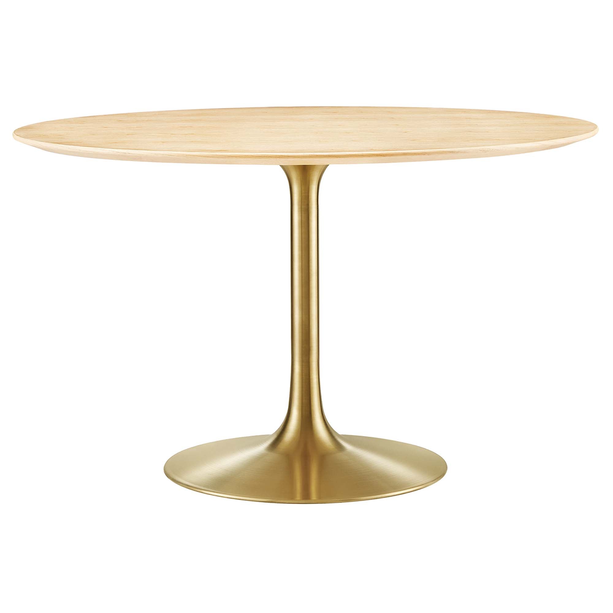 48" Tulip Round Dining Table Natural Top with Gold