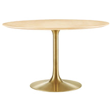 Load image into Gallery viewer, 48&quot; Tulip Round Dining Table Natural Top with Gold