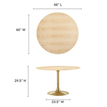 Load image into Gallery viewer, 48&quot; Tulip Round Dining Table Natural table Top with Gold Base