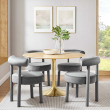 Load image into Gallery viewer, 48&quot; Tulip Round Dining Table Natural Top with Gold Base