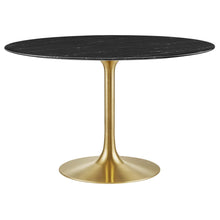 Load image into Gallery viewer, 48&quot; marble tulip table Gold base with black top