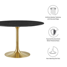 Load image into Gallery viewer, 48&quot; marble tulip table Gold base with black top
