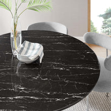Load image into Gallery viewer, 48&quot; marble tulip table Gold base with black top