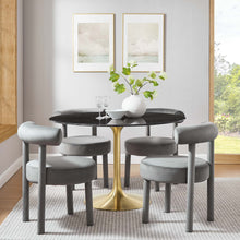 Load image into Gallery viewer, 48&quot; marble tulip table Gold base with black top