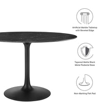 Load image into Gallery viewer, 48&quot; marble tulip table black base with black top