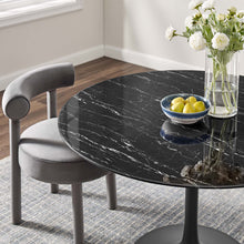 Load image into Gallery viewer, 48&quot; marble tulip table black base with black top