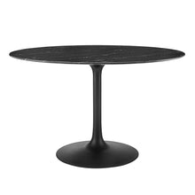 Load image into Gallery viewer, 48&quot; marble tulip table black base with black top