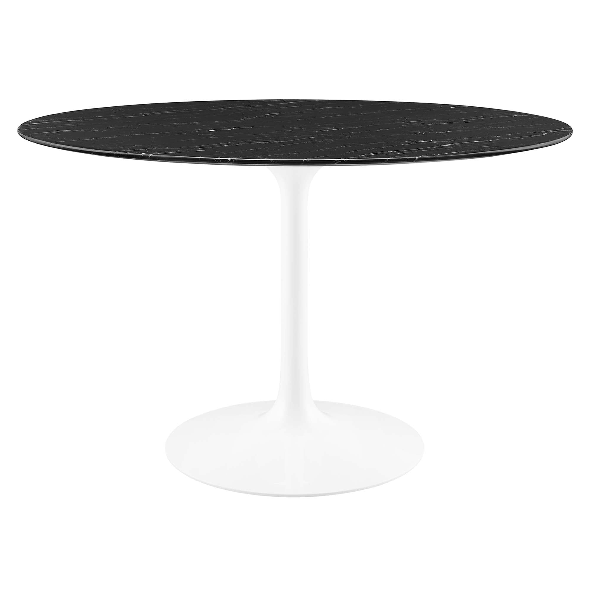 48" marble tulip table black white