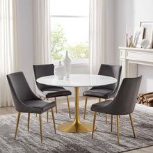 Load image into Gallery viewer, Tulip Round 48&quot; Dining Table White Top Gold Base
