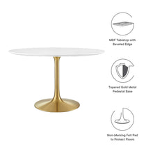 Load image into Gallery viewer, Tulip Round 48&quot; Dining Table White Top Gold Base